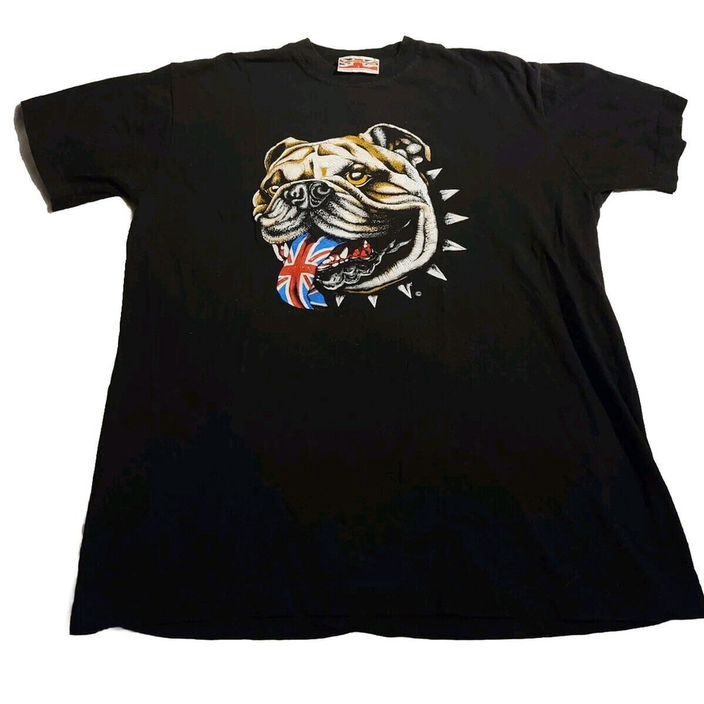 Vintage Bulldog Shirt Black Size Small Glorious Britain Exclusive Souvenirs Punk